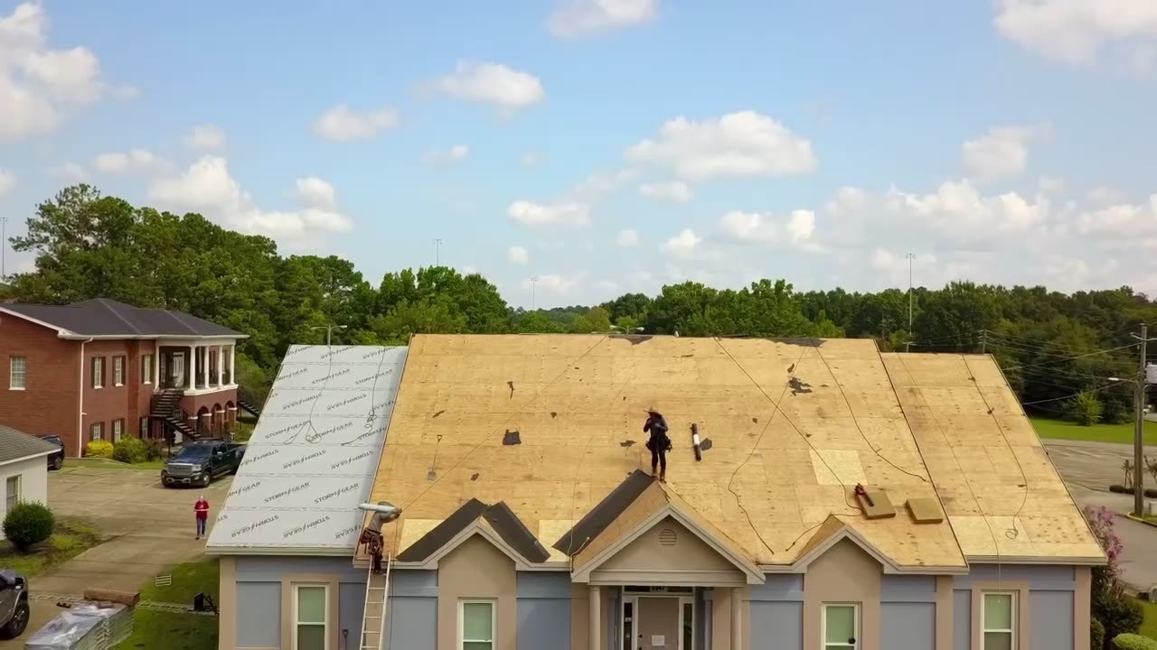 New roof decking going on an apartment building
